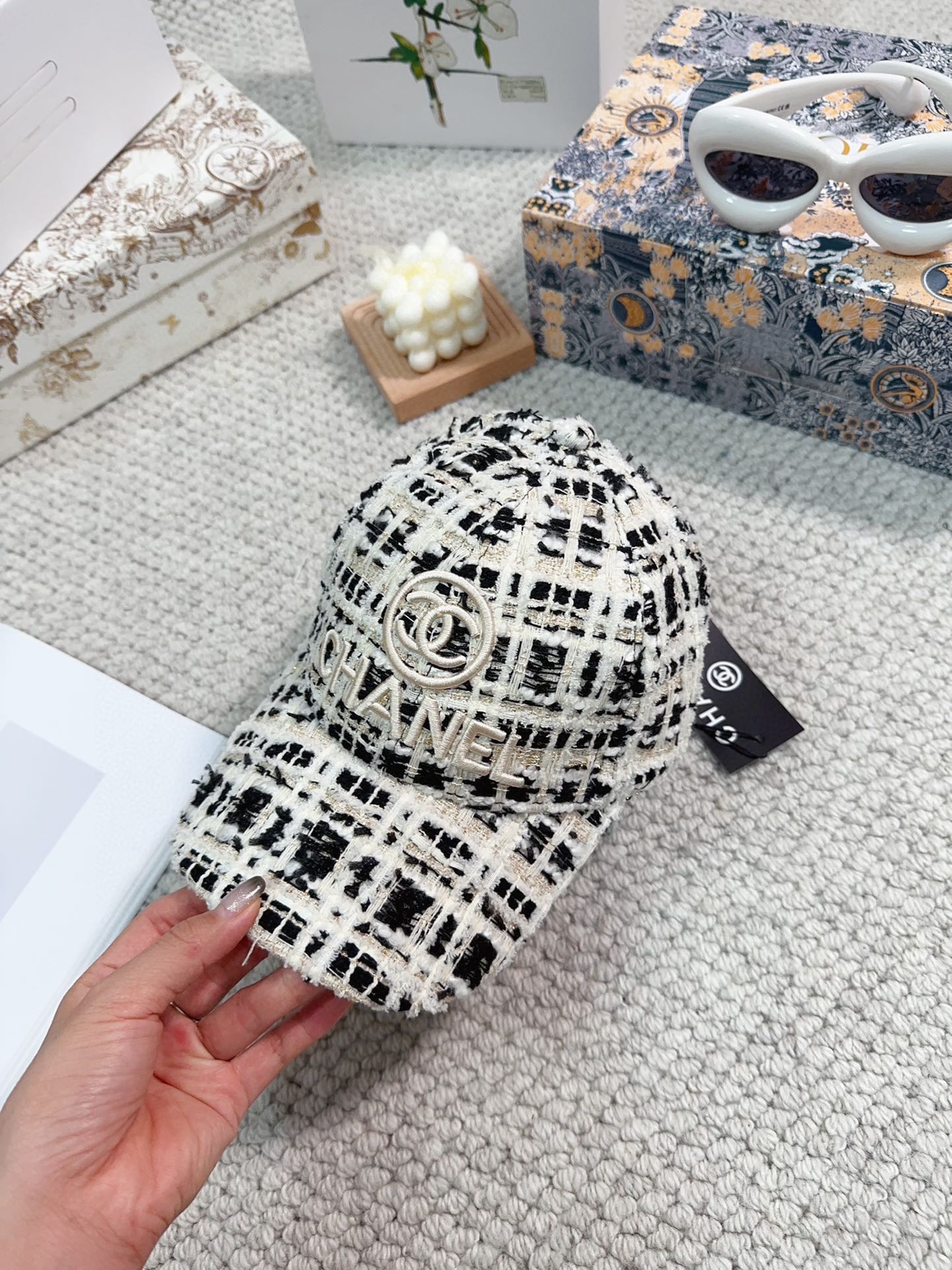 Woolen fabric small fragrant style baseball cap XC0823110803