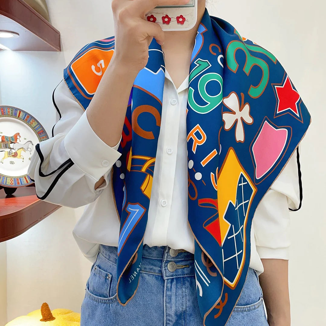 New fashionable color block floral silk scarf 1024032903