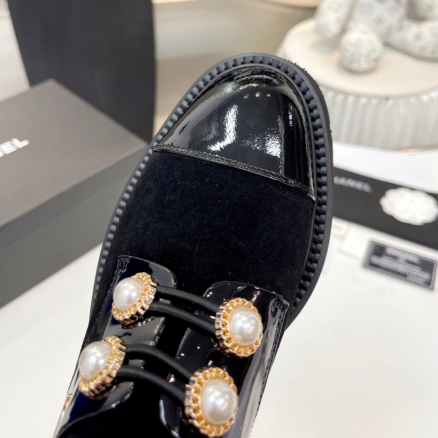 Pearl metal buckle platform leather shoes XC1823100502