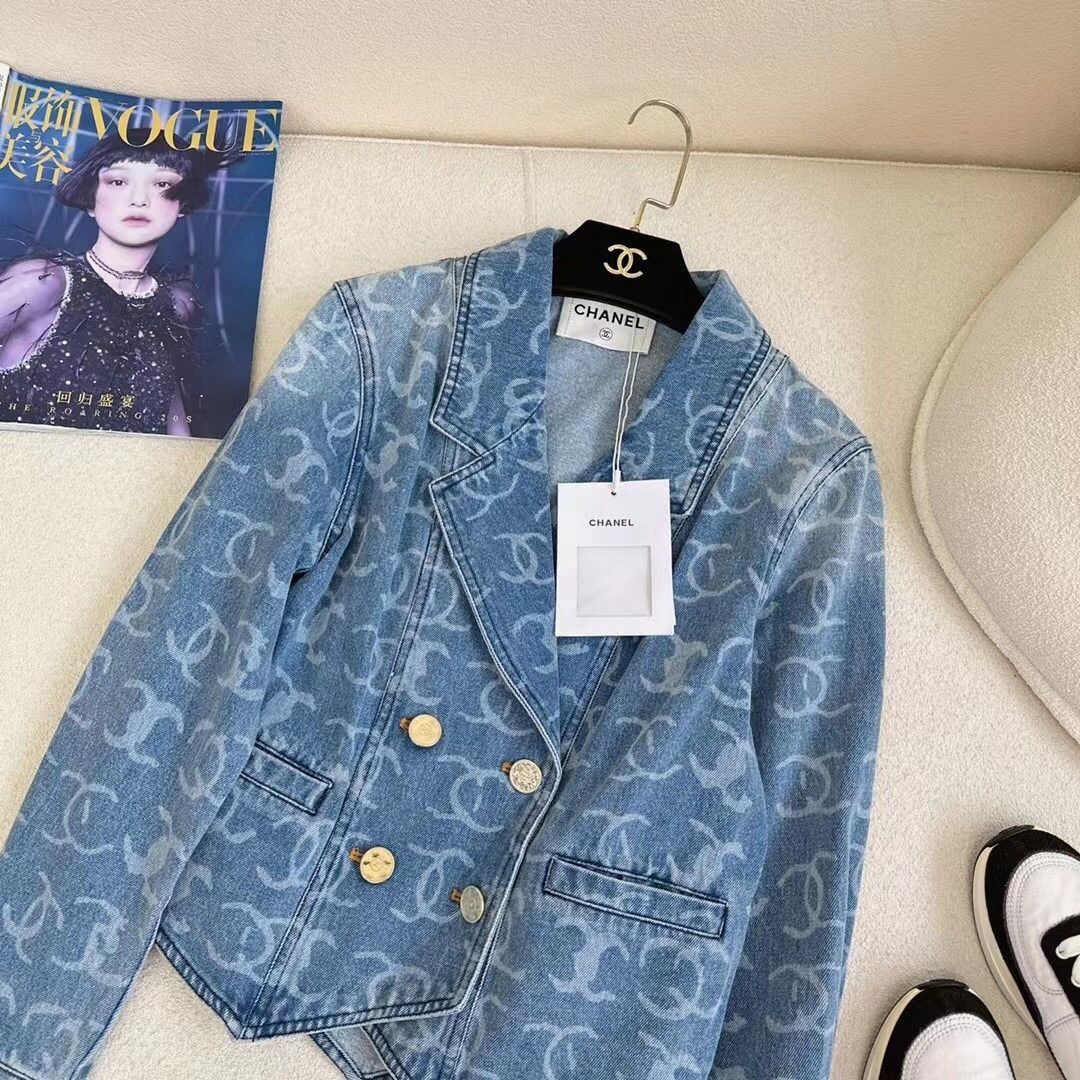 New High Set Denim Jacket Jacquard Denim Jacket 1024031114