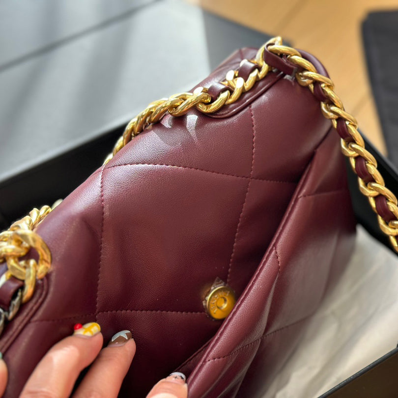 Diamond check wine red chain bag 0724092501