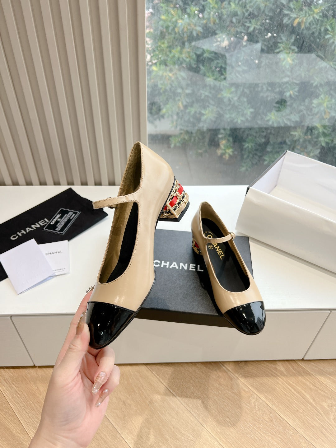 Chane1 top fashion classic color block low heels 0724030826