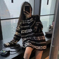 All over jacquard logo thick knitted sweater XC0823101708