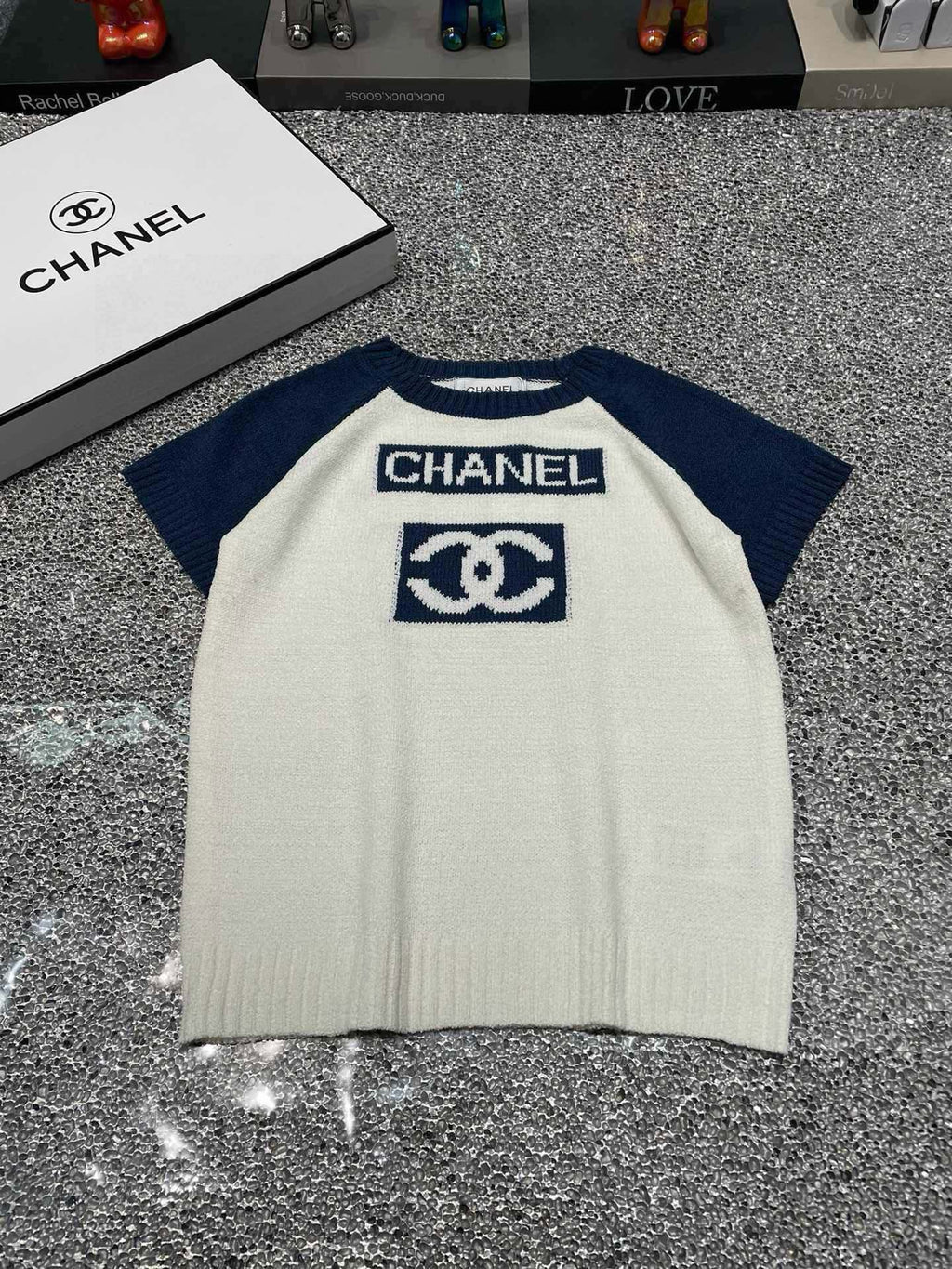 Color block crew neck knitted short sleeves 0724042902