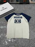 Color block crew neck knitted short sleeves 0724042902