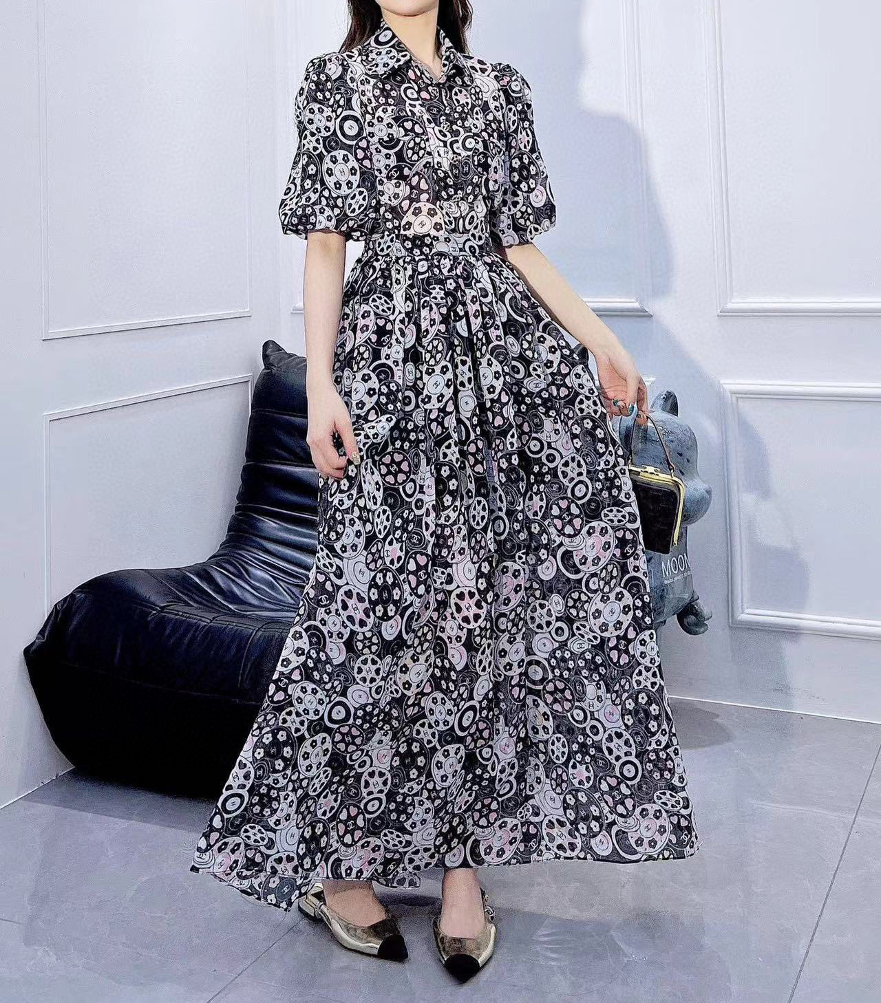 24 Printed shirt suit and skirt 1824042901