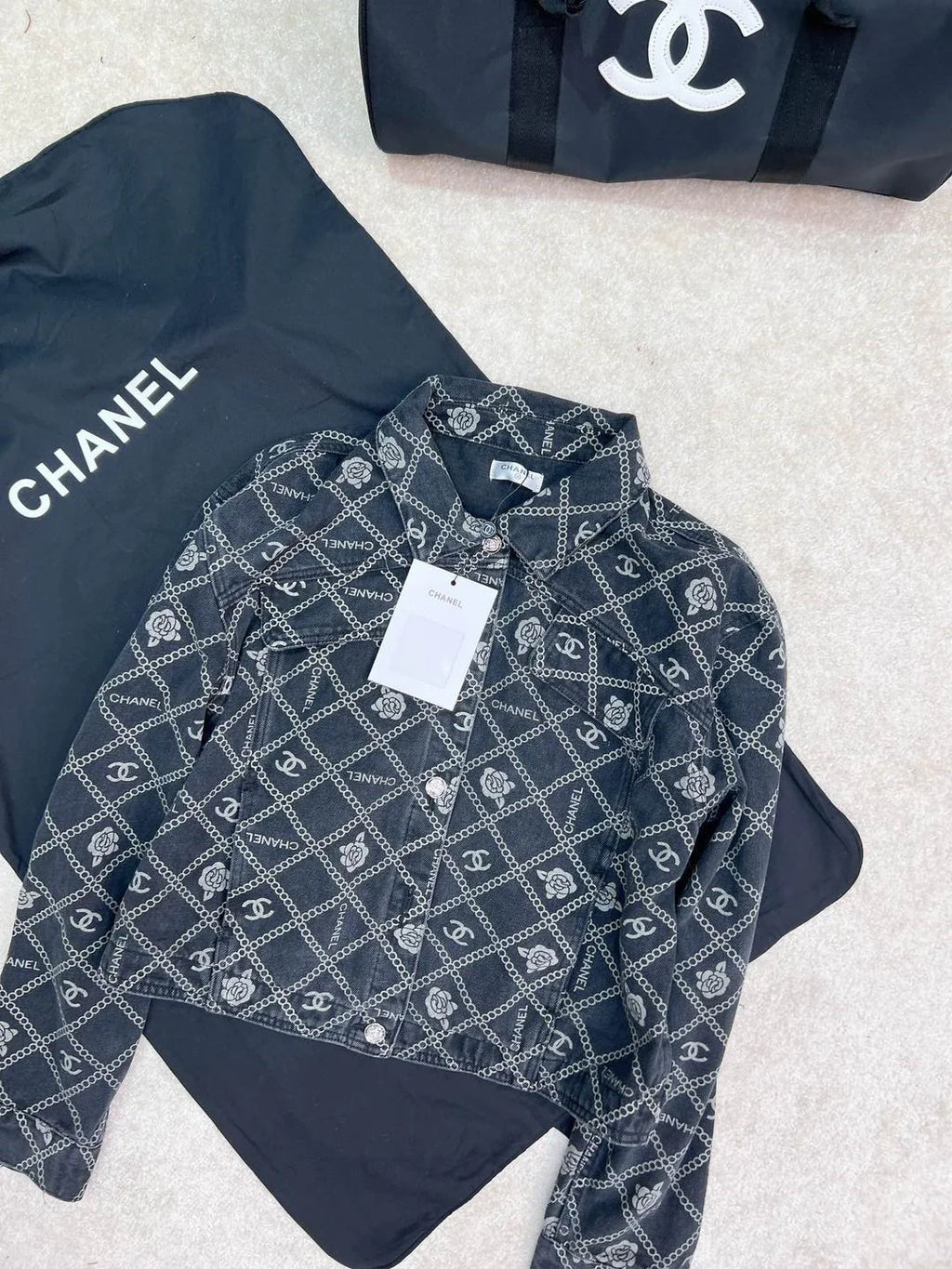 New Camellia Print All-match Fashionable Short Denim Jacket Coat 1024030405