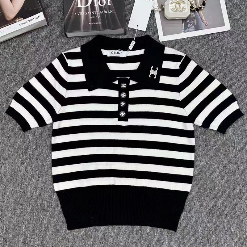 Fashionable and versatile knitted short sleeves 10CG24092516