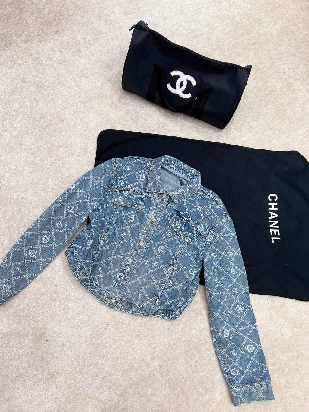 New Camellia Print All-match Fashionable Short Denim Jacket Coat 1024030405