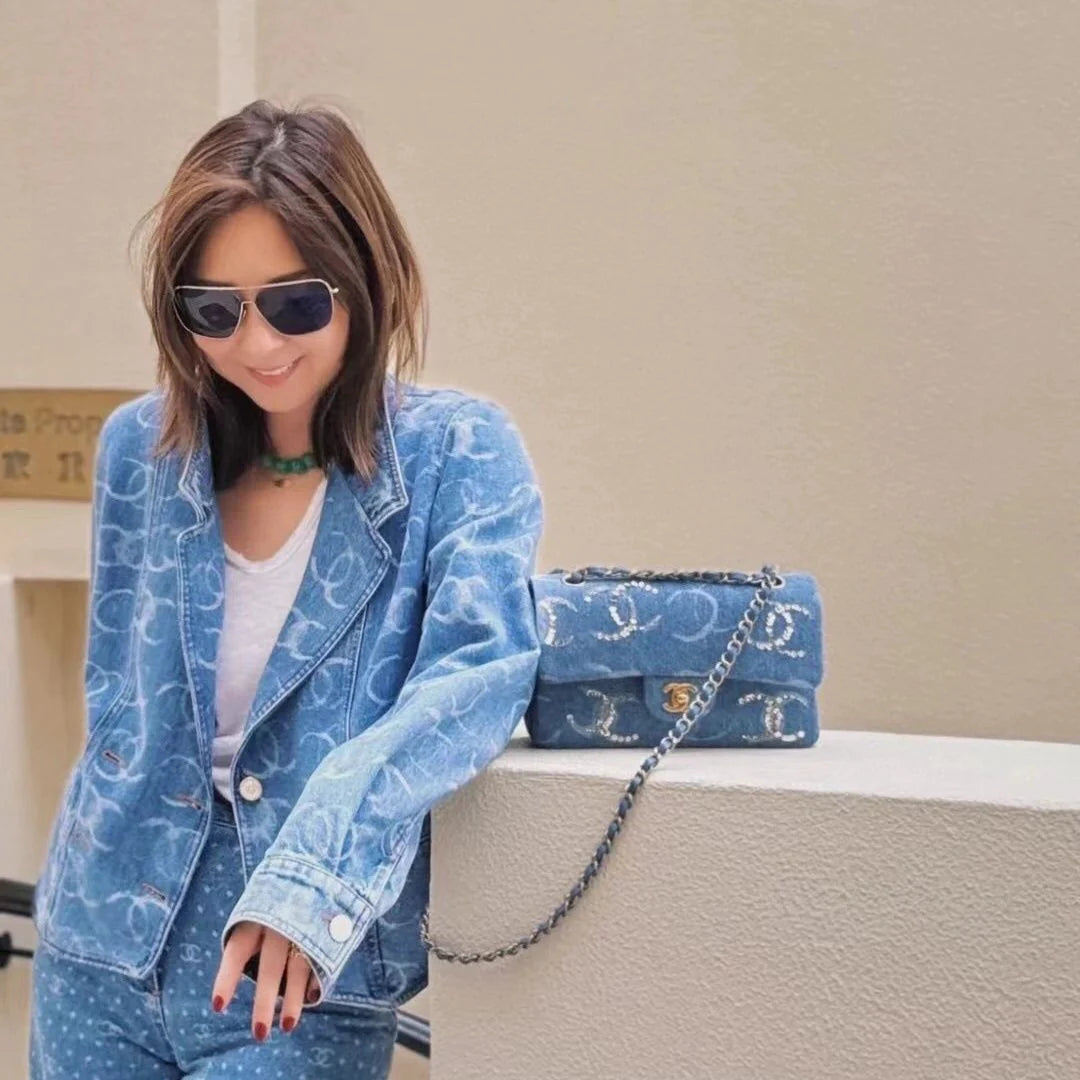 New High Set Denim Jacket Jacquard Denim Jacket 1024031114