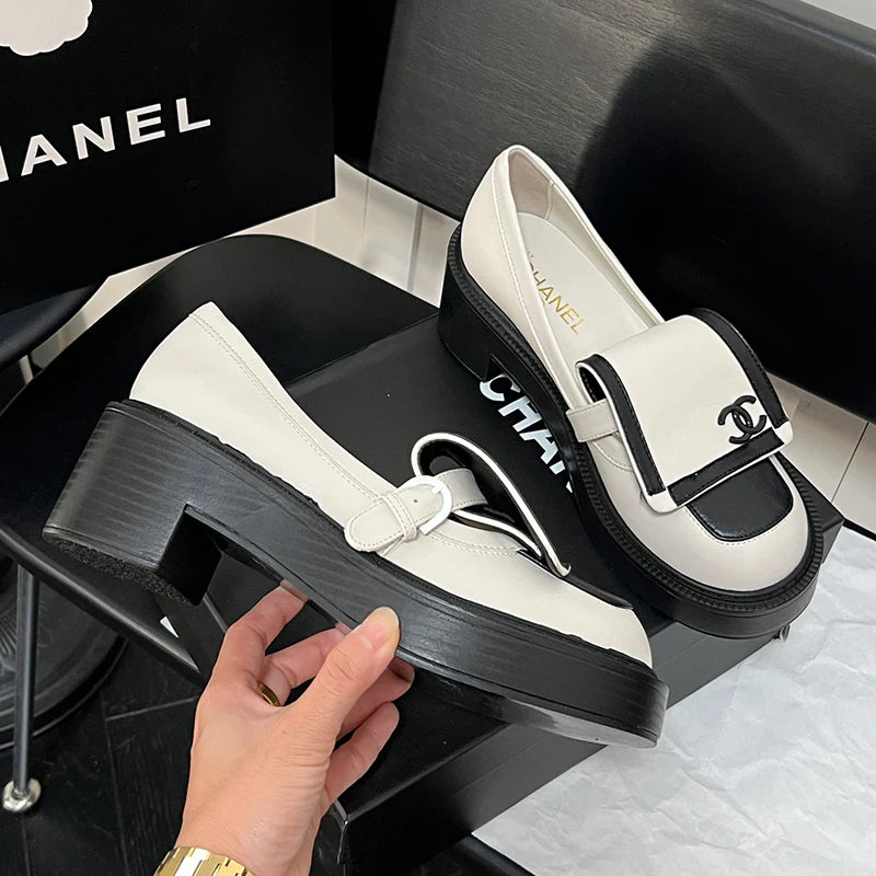 Black and white panda loafers 1024100804