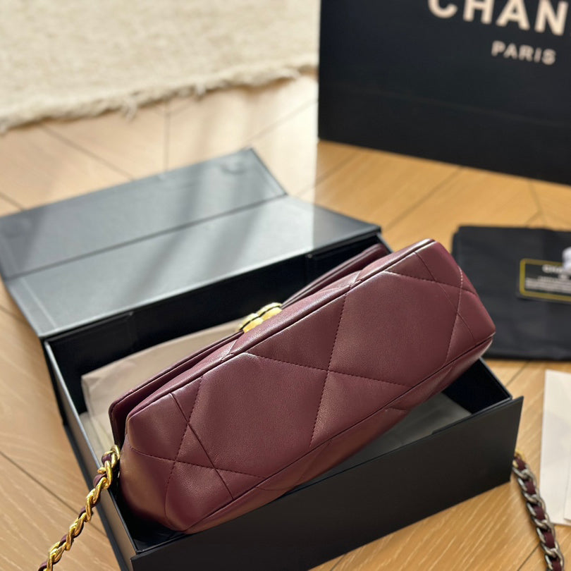 Diamond check wine red chain bag 0724092501
