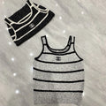 Spring And Summer New Contrast Striped Embroidered Camisole 1024022907