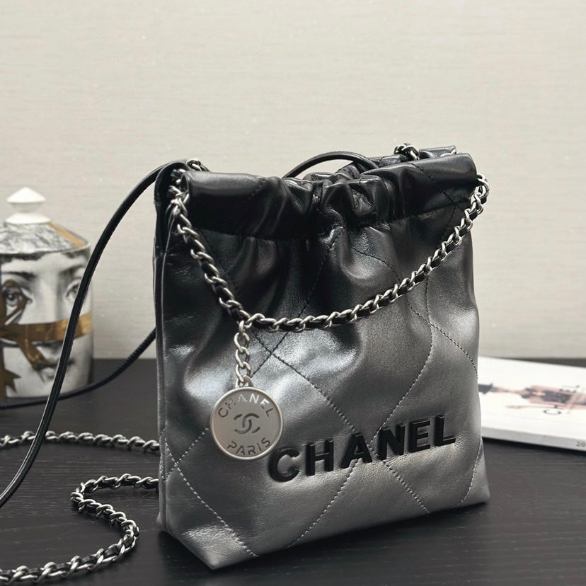 New black and siLer gradient plaid bag 071