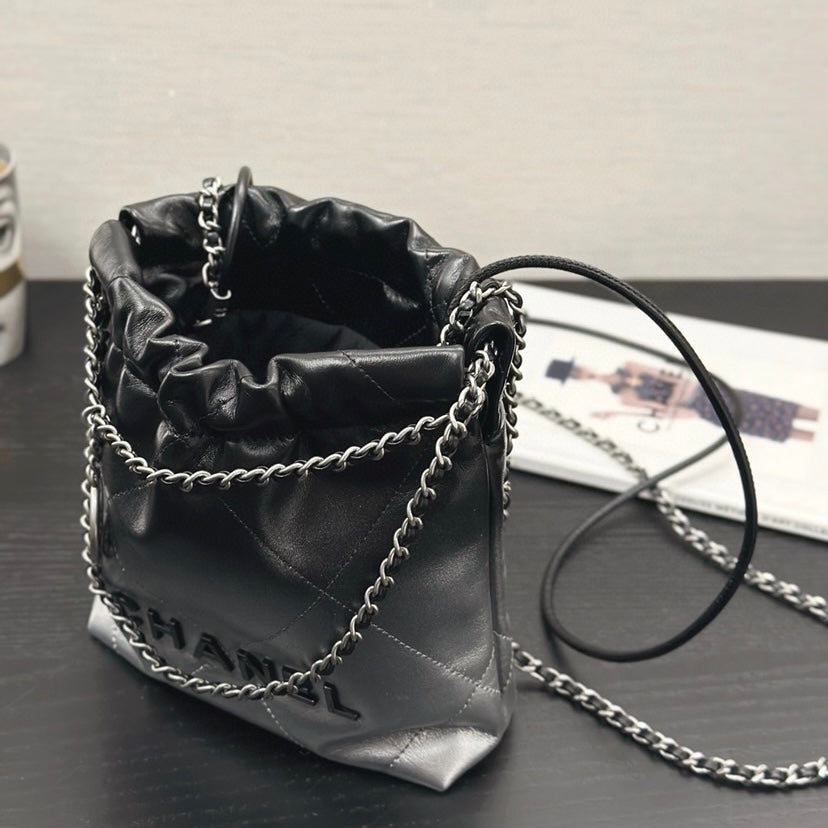 New black and siLer gradient plaid bag 071