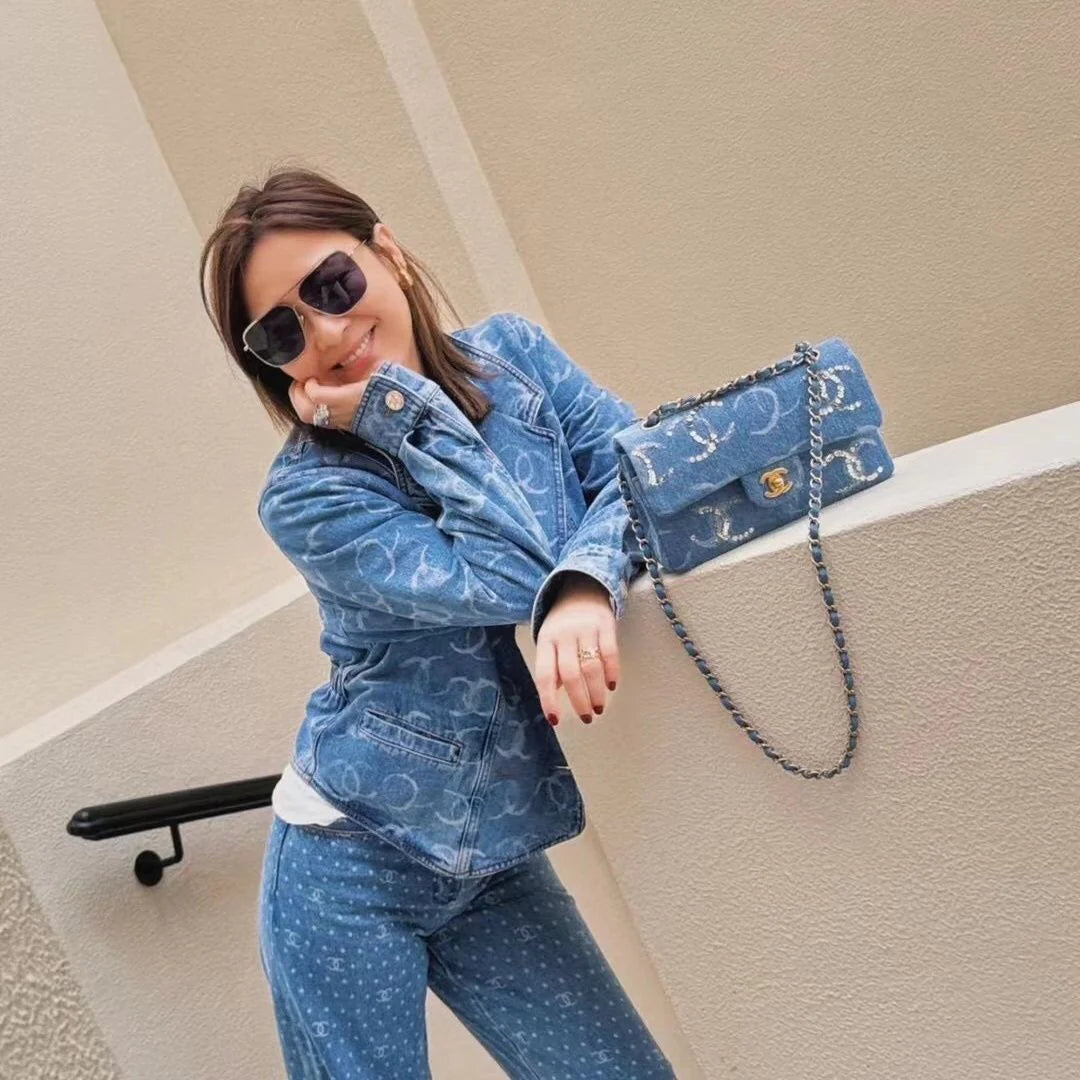 New High Set Denim Jacket Jacquard Denim Jacket 1024031114