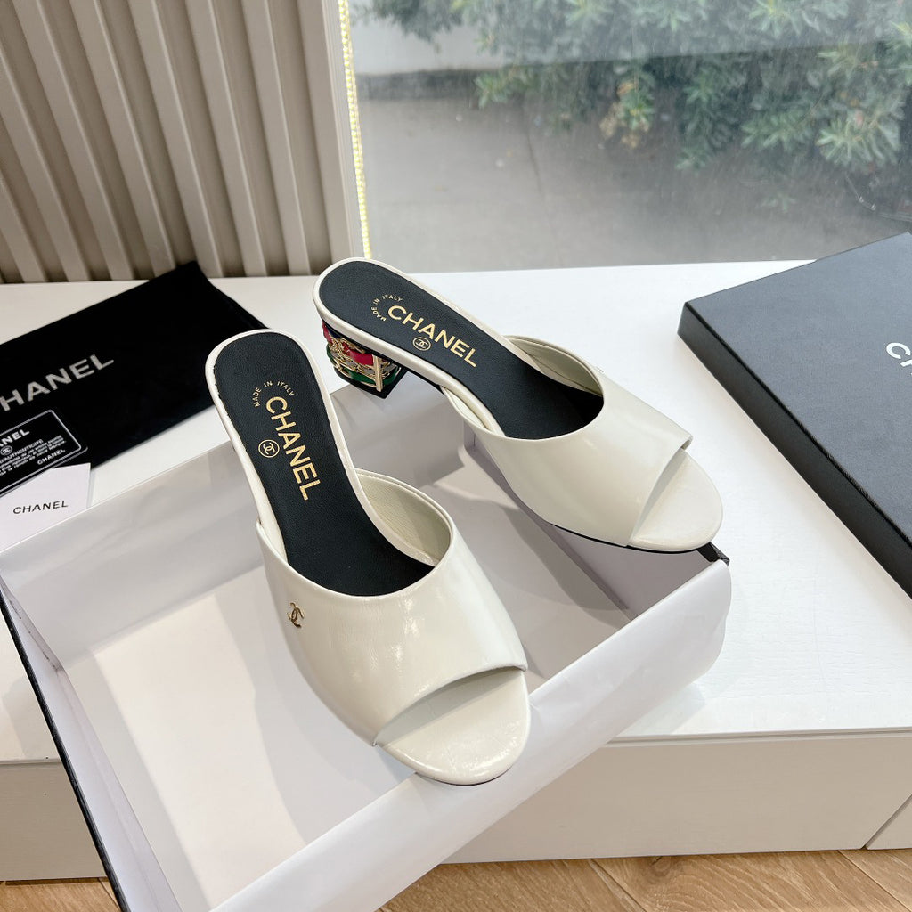 Chane1 top fashion classic short heel slippers 0724030822