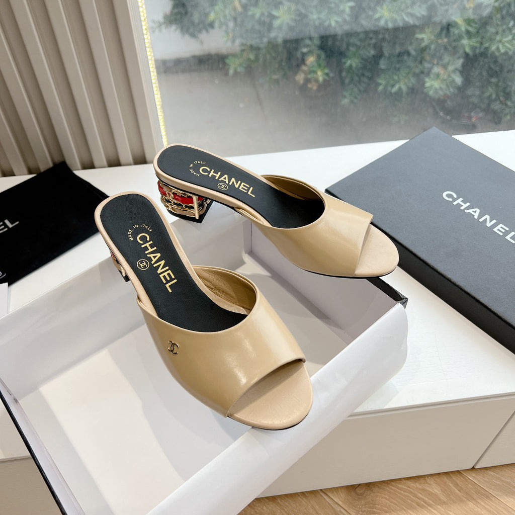 Chane1 top fashion classic short heel slippers 0724030822