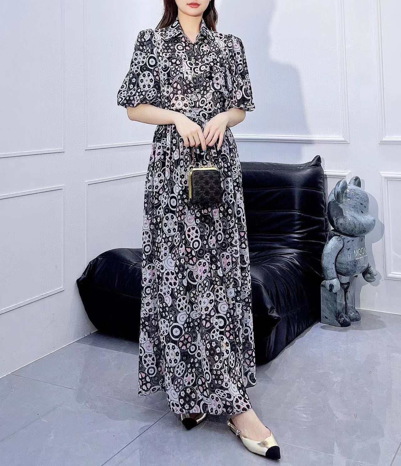 24 Printed shirt suit and skirt 1824042901
