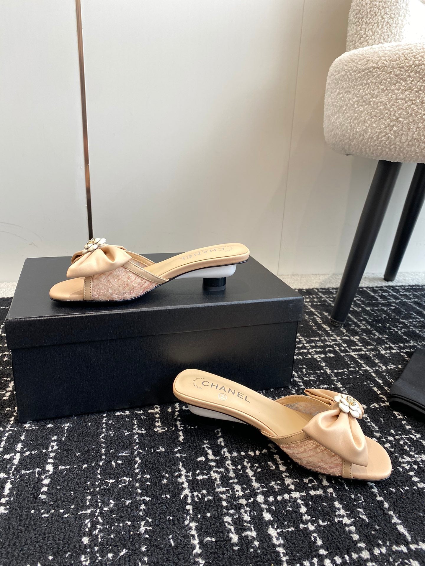 24SS bow low heel slippers 0724042706