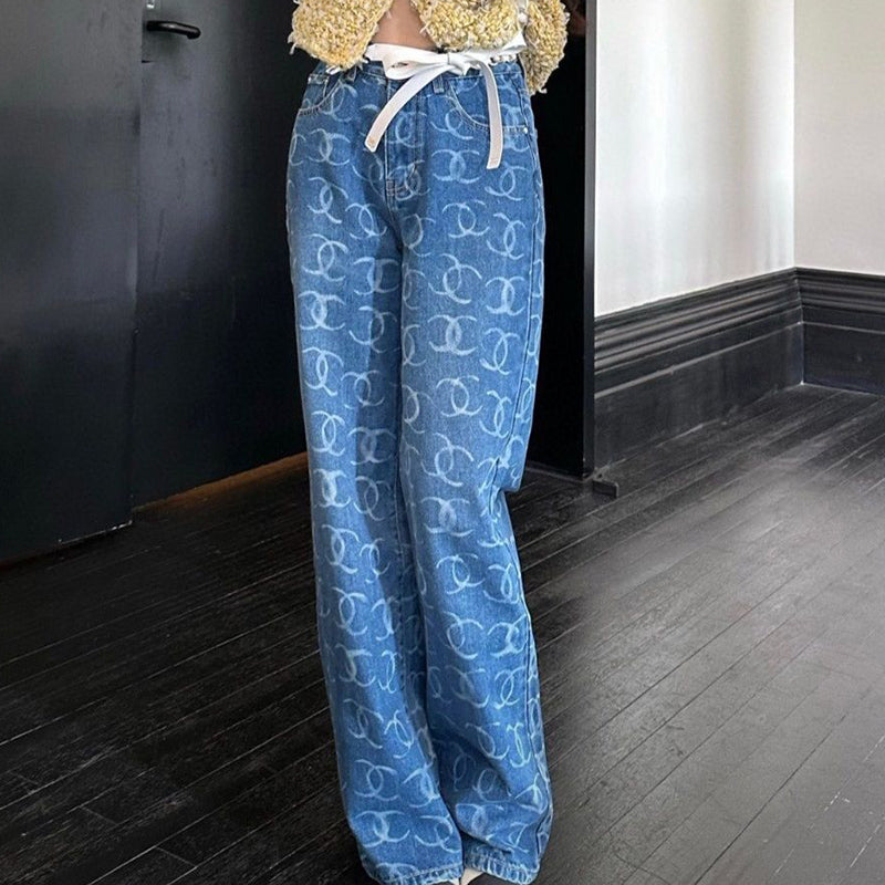 Fashion Straight Leg Printed Jeans PD1023081120