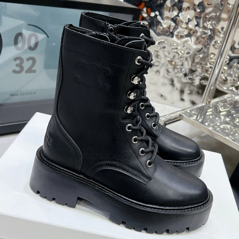 Thick soled leather boots 10CG24092606