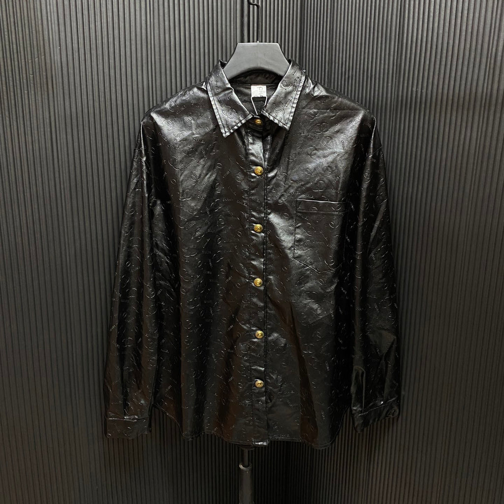 Fashionable and versatile leather jacket with classic letters XC1823091202