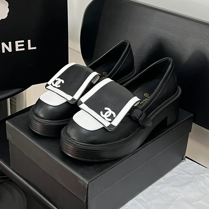 Black and white panda loafers 1024100804