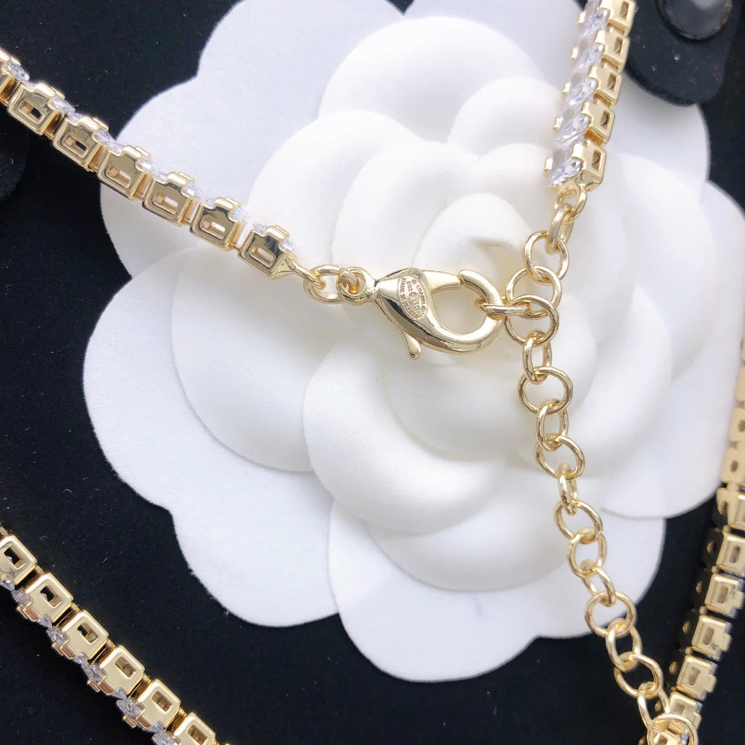 New Crystal Chain Pink Diamond Necklace 1925031303