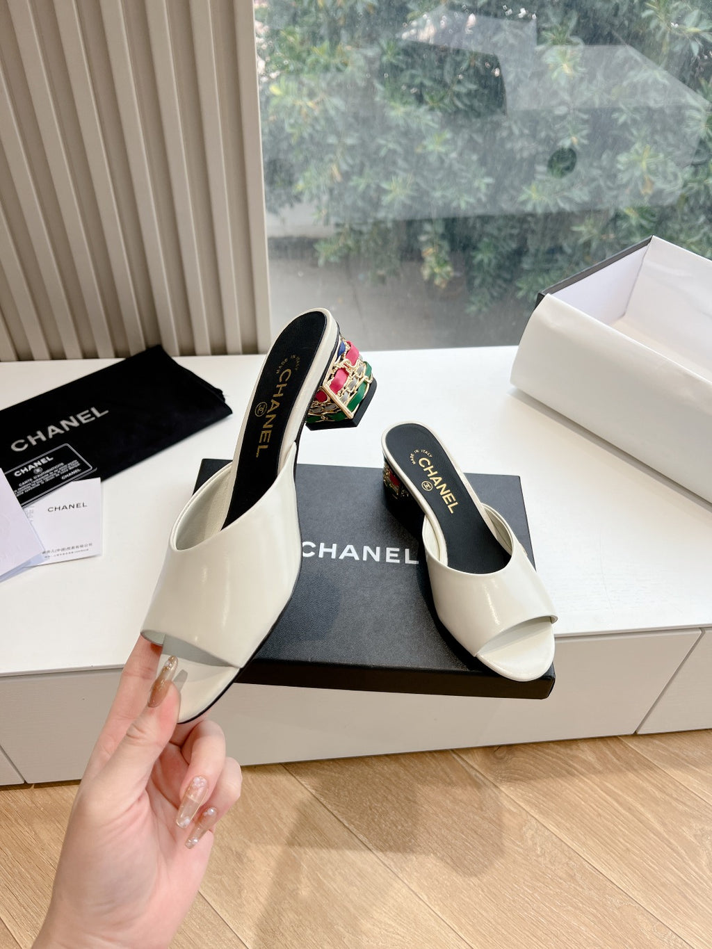 Chane1 top fashion classic short heel slippers 0724030822