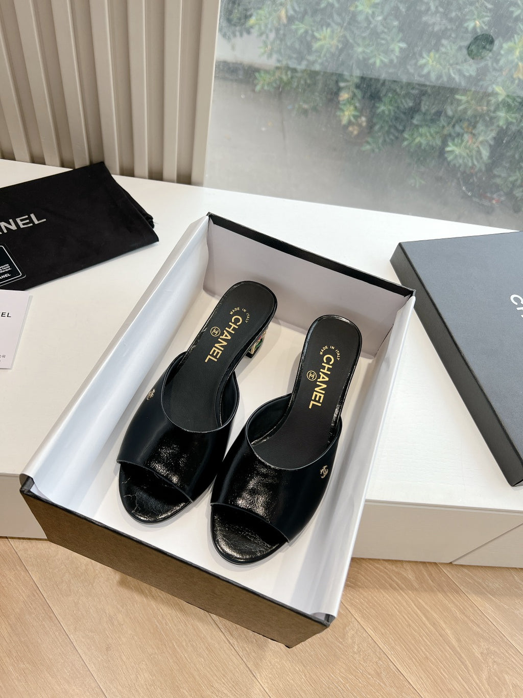 Chane1 top fashion classic short heel slippers 0724030822