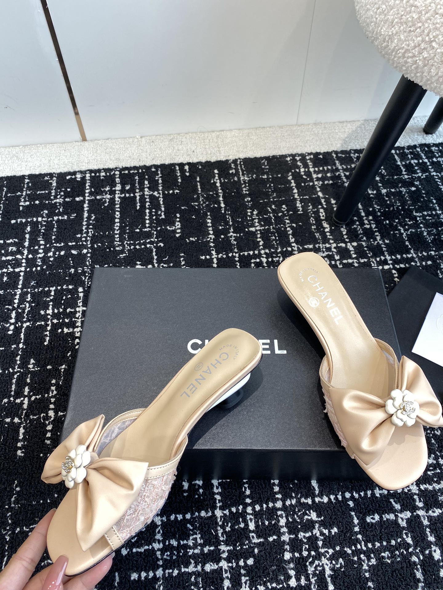 24SS bow low heel slippers 0724042706