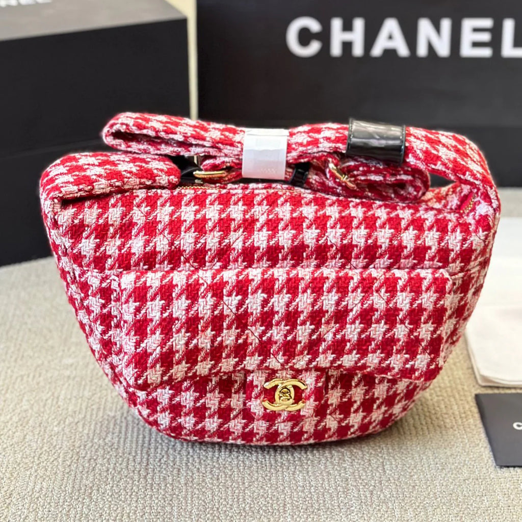 Luxury Red Vintage Tweed Crossbody Bag 1024122703