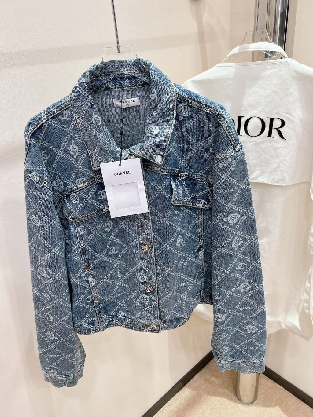 New Camellia Print All-match Fashionable Short Denim Jacket Coat 1024030405