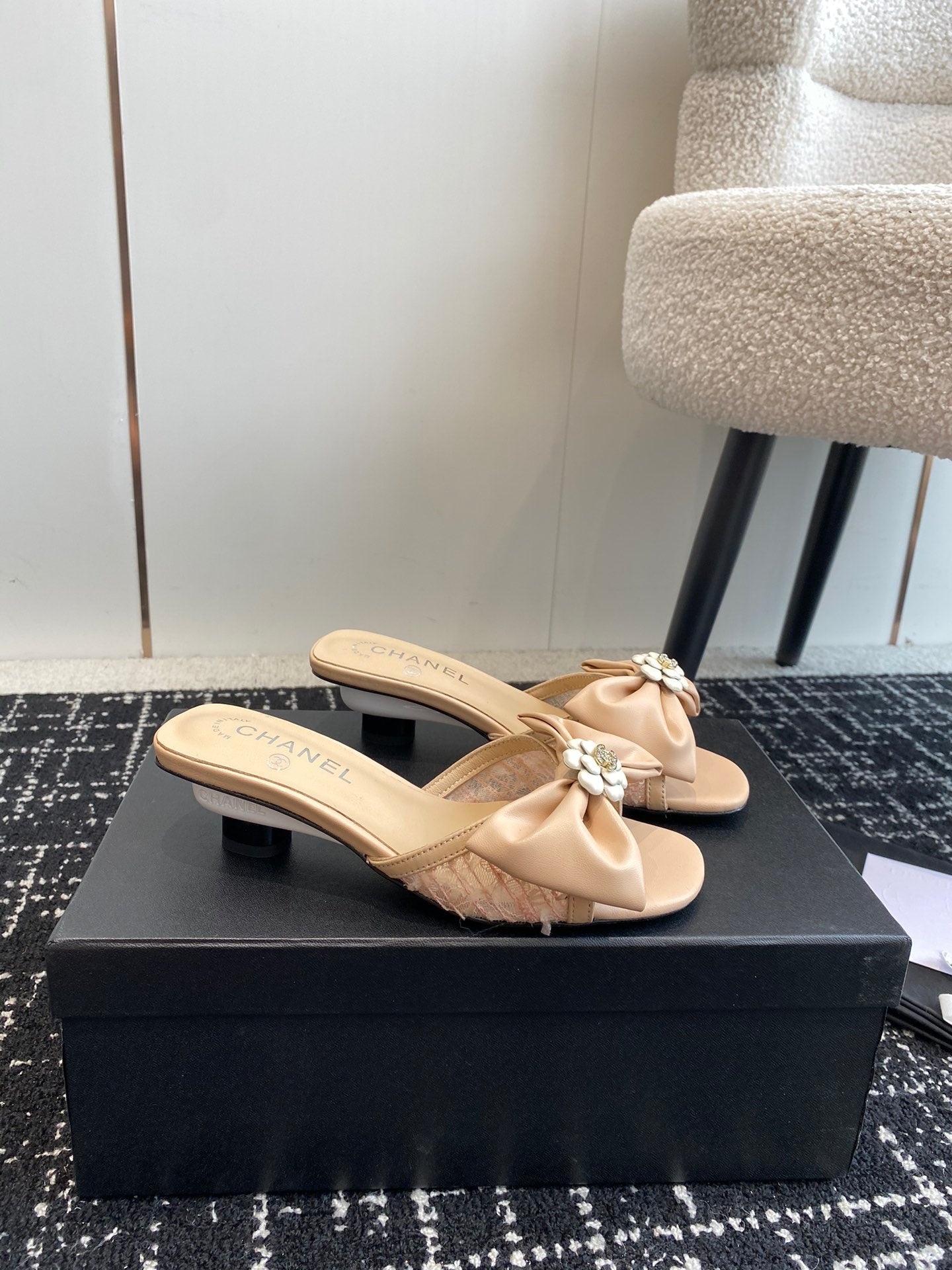 24SS bow low heel slippers 0724042706
