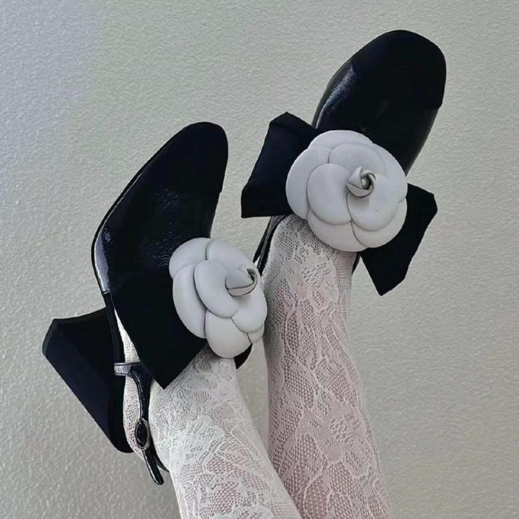 Fashion Versatile Camellia Thick Heels High Heels 1023120404