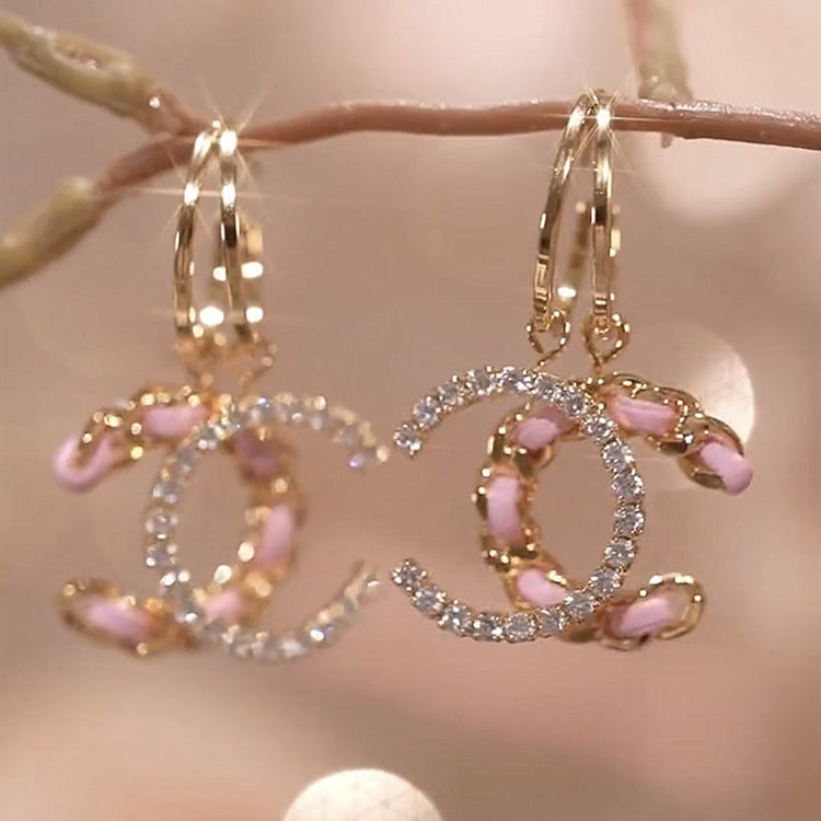 Braided letter studded diamond earrings PF10050823