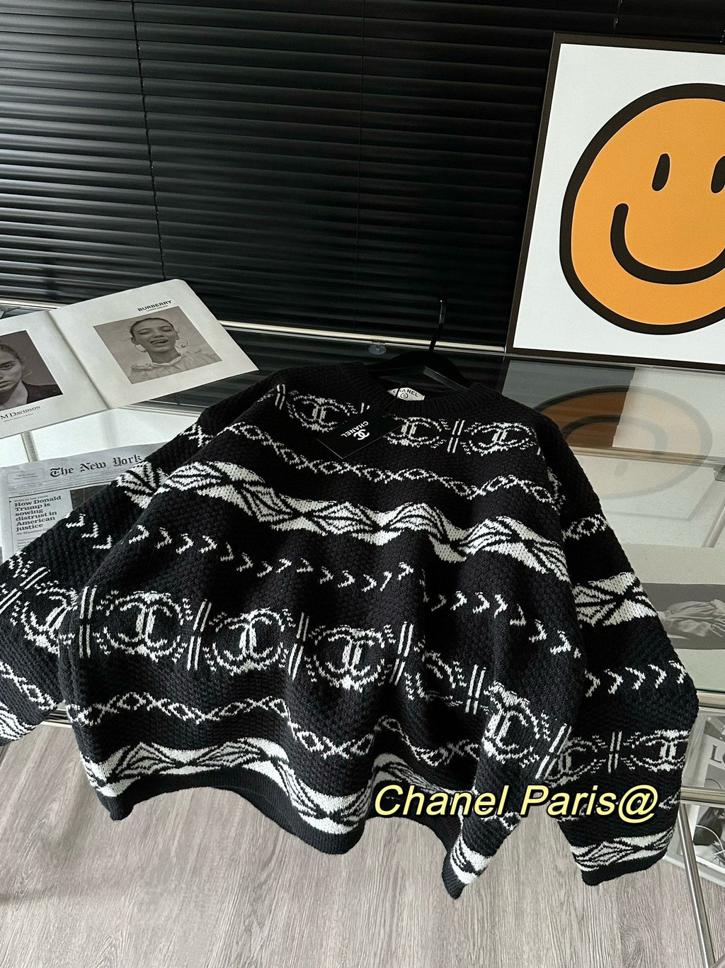 All over jacquard logo thick knitted sweater XC0823101708