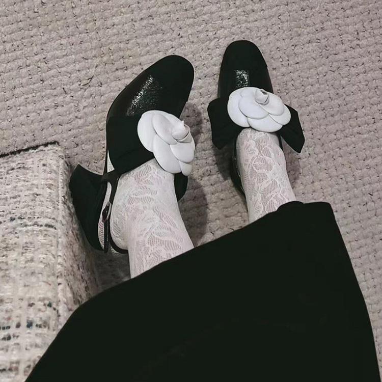 Fashion Versatile Camellia Thick Heels High Heels 1023120404