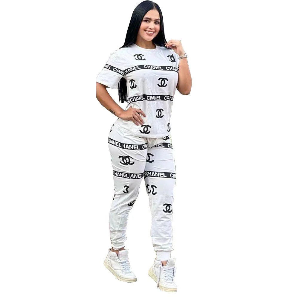 Fashionable Solid Color Trendy Casual Printed Two-piece 1024061901