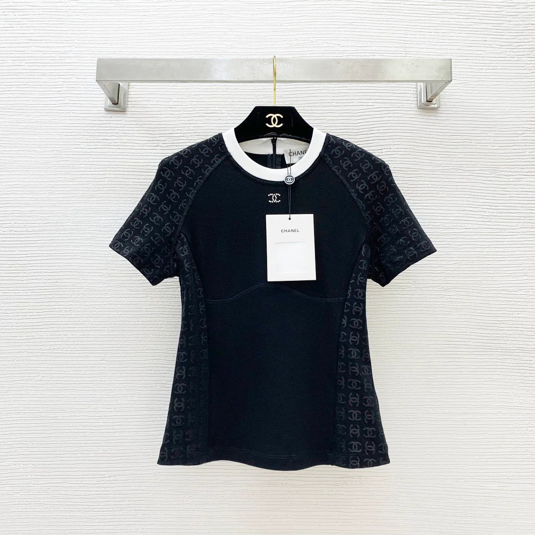 CHA Contrasting Color Stitching Hot Diamond Printing 0724022104