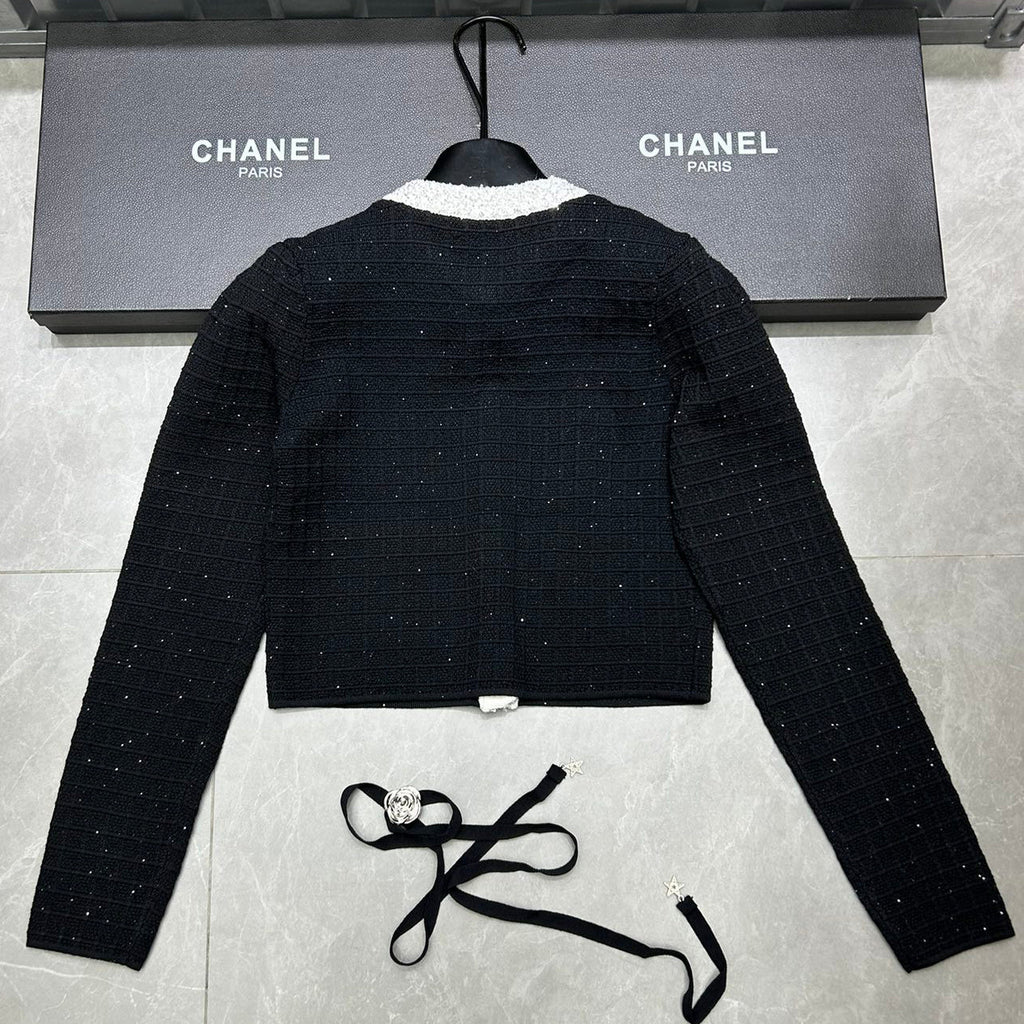 Camellia bead edge knitted cardigan 1024102205