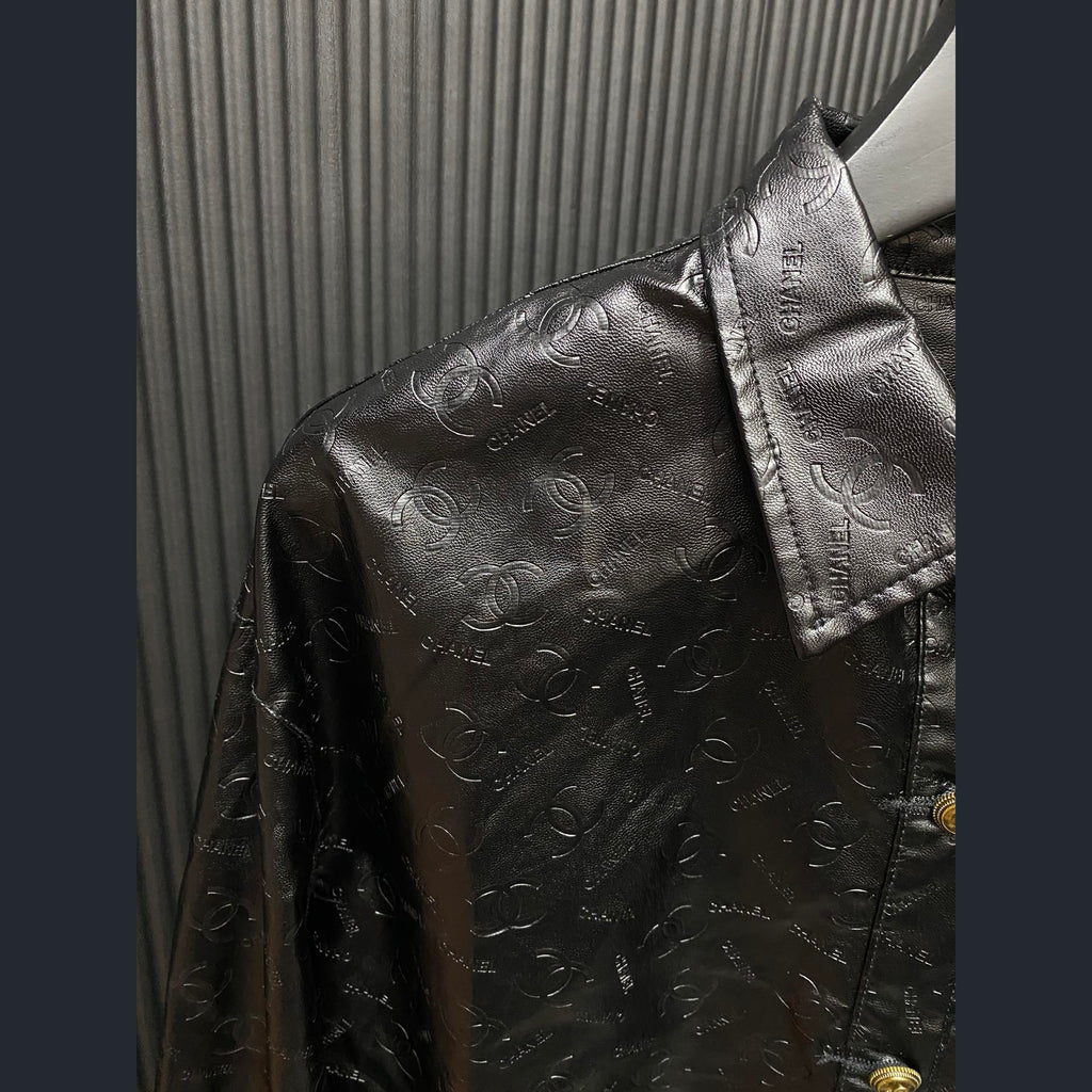 Fashionable and versatile leather jacket with classic letters XC1823091202
