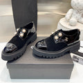 Pearl metal buckle platform leather shoes XC1823100502