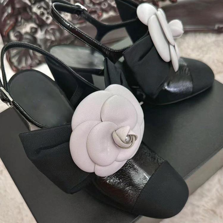 Fashion Versatile Camellia Thick Heels High Heels 1023120404