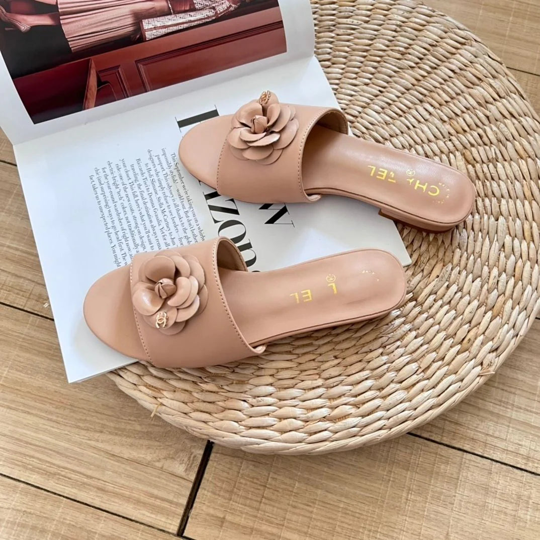 Camellia Flat Slippers Women Casual All-match Sandals 1024060310