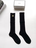 Classic double C letter logo pure cotton stockings calf socks 0724050906