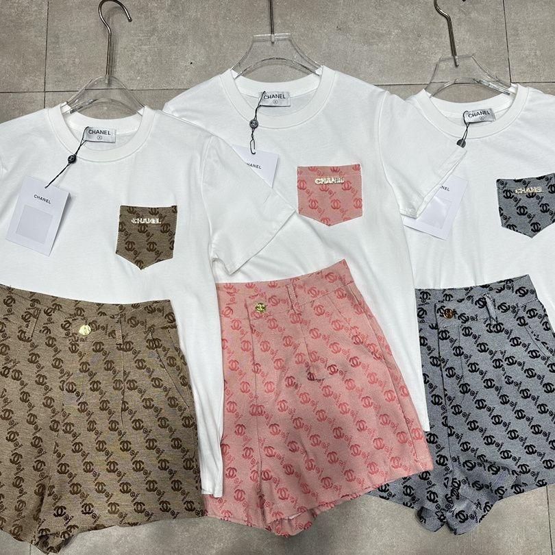 New Style All-match Pocket Embroidered T-shirt Set 1024040305