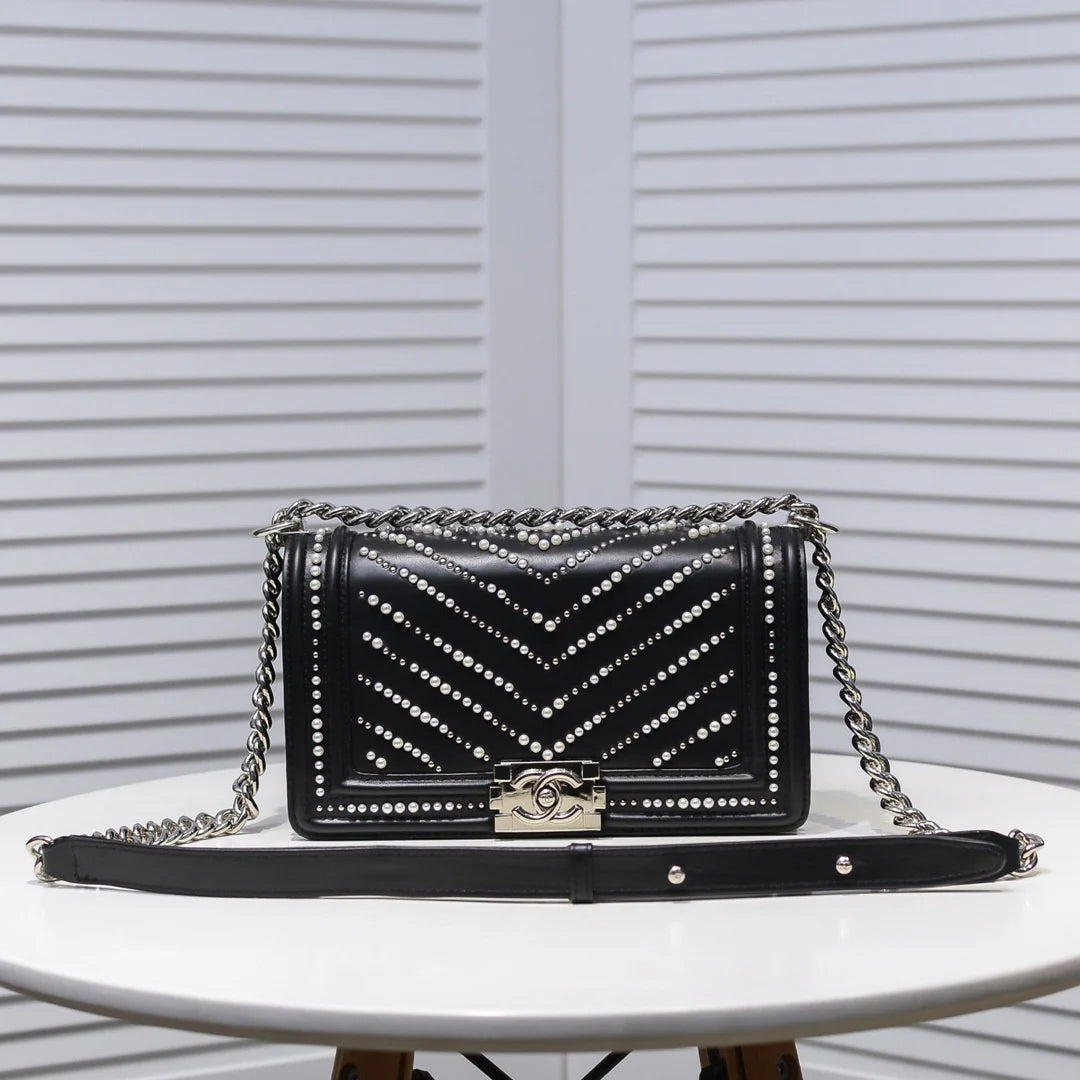 Luxury pearl diamond plaid bag 1024062604