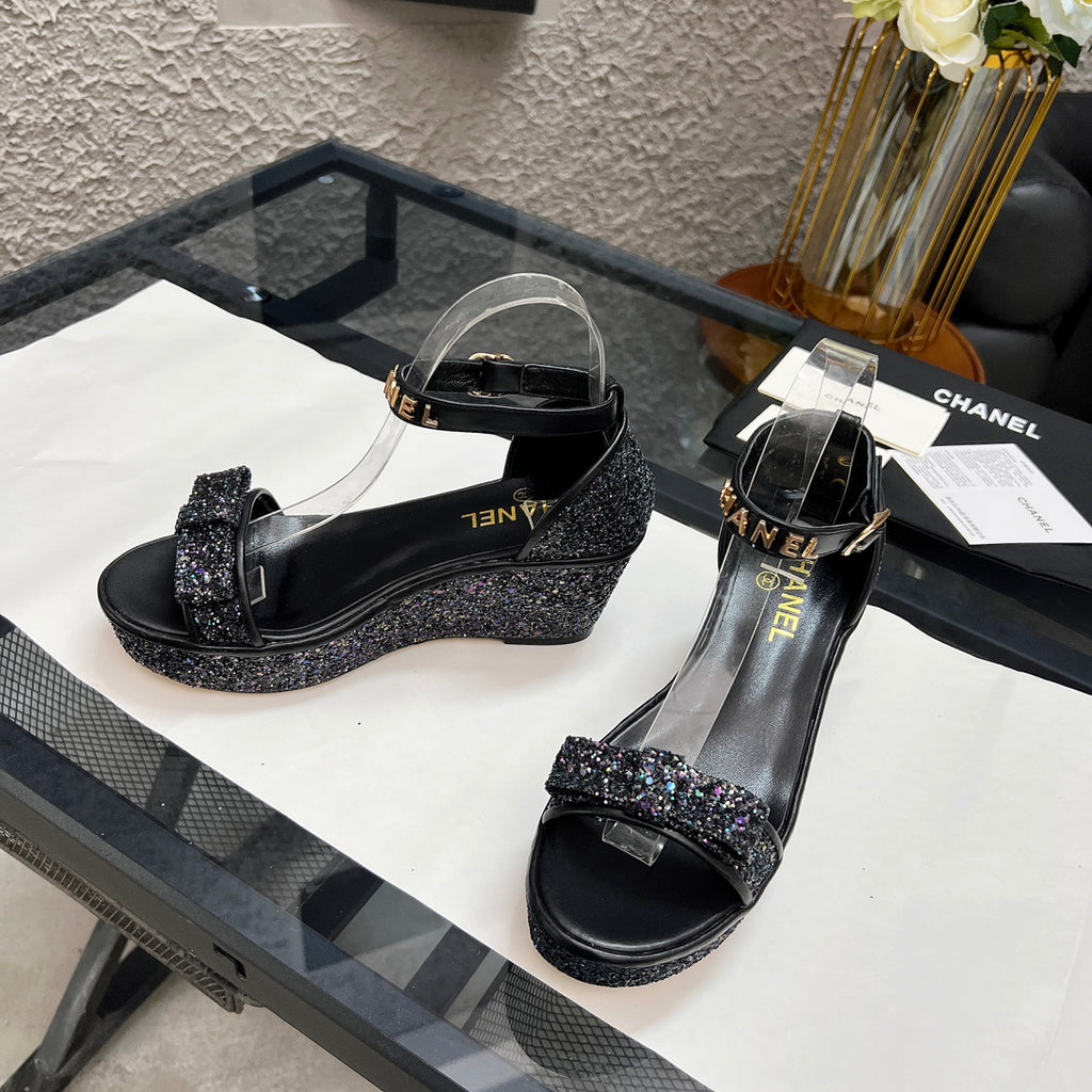 Chane1 top fashion thick sole sequined sandals 0724030815
